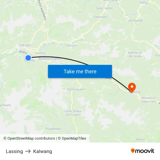 Lassing to Kalwang map