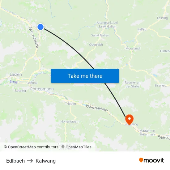 Edlbach to Kalwang map