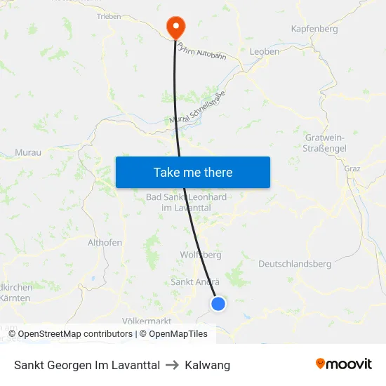 Sankt Georgen Im Lavanttal to Kalwang map