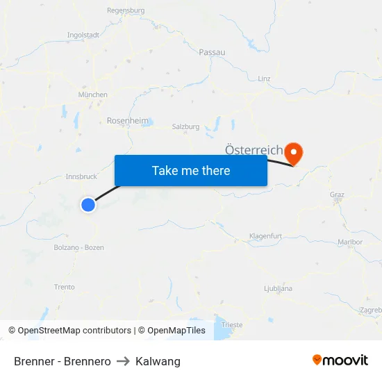 Brenner - Brennero to Kalwang map