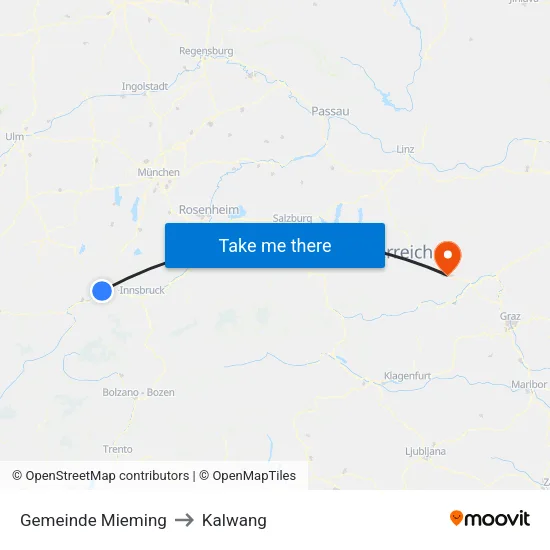Gemeinde Mieming to Kalwang map
