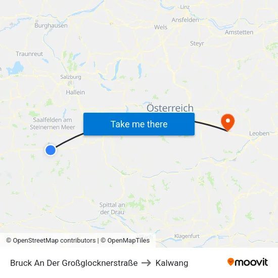 Bruck An Der Großglocknerstraße to Kalwang map