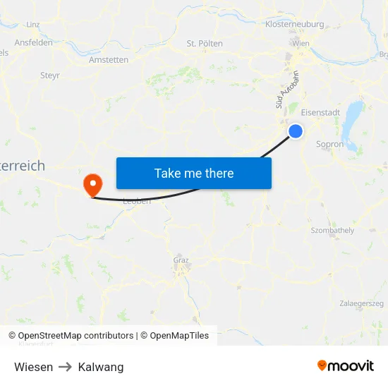 Wiesen to Kalwang map