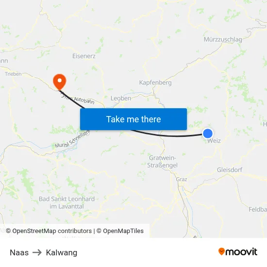 Naas to Kalwang map