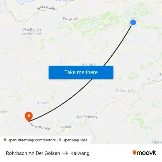 Rohrbach An Der Gölsen to Kalwang map