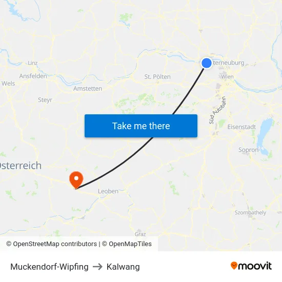 Muckendorf-Wipfing to Kalwang map