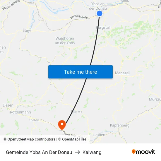 Gemeinde Ybbs An Der Donau to Kalwang map