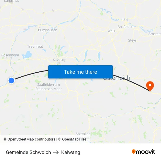 Gemeinde Schwoich to Kalwang map