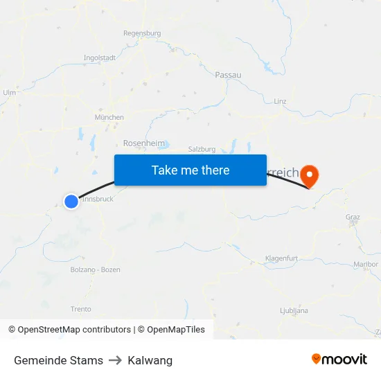 Gemeinde Stams to Kalwang map