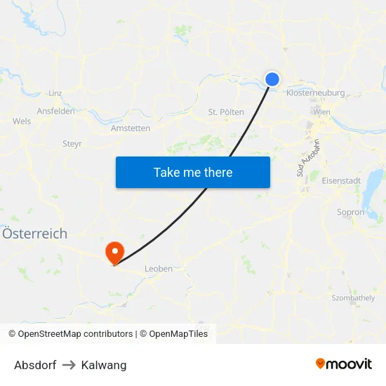 Absdorf to Kalwang map