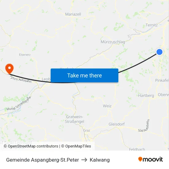 Gemeinde Aspangberg-St.Peter to Kalwang map