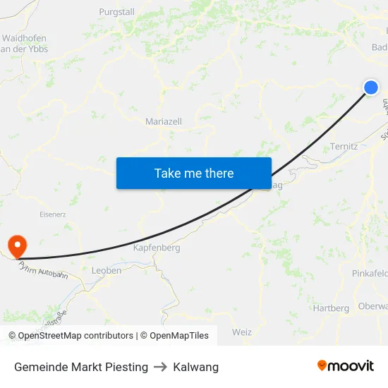 Gemeinde Markt Piesting to Kalwang map