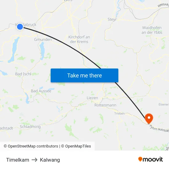 Timelkam to Kalwang map