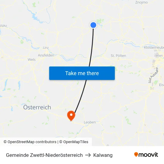 Gemeinde Zwettl-Niederösterreich to Kalwang map