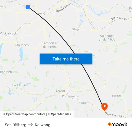 Schlüßlberg to Kalwang map
