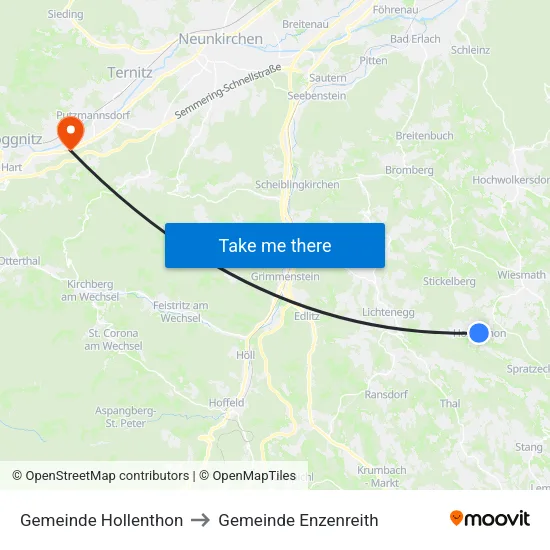 Gemeinde Hollenthon to Gemeinde Enzenreith map