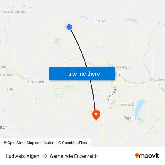 Ludweis-Aigen to Gemeinde Enzenreith map