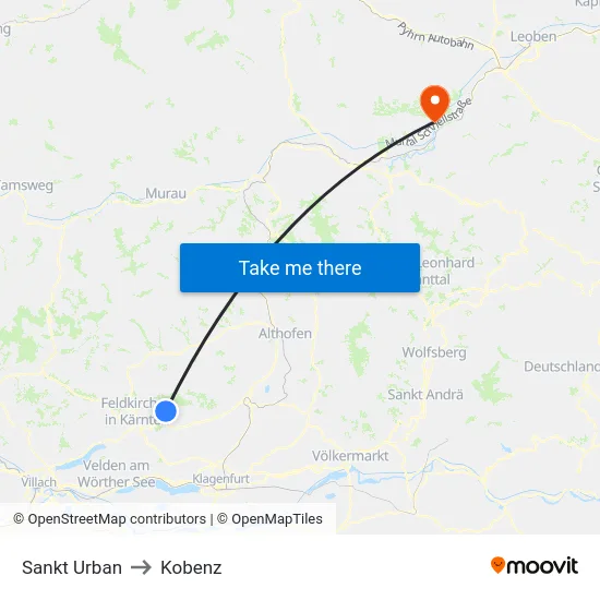 Sankt Urban to Kobenz map