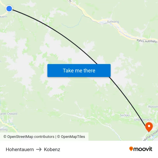 Hohentauern to Kobenz map