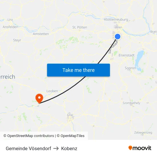Gemeinde Vösendorf to Kobenz map