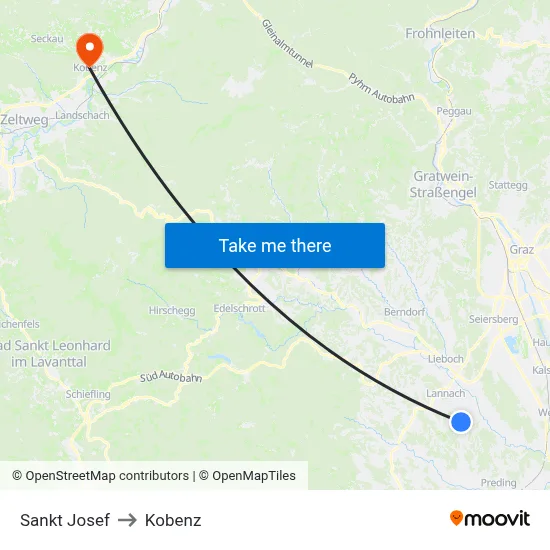 Sankt Josef to Kobenz map