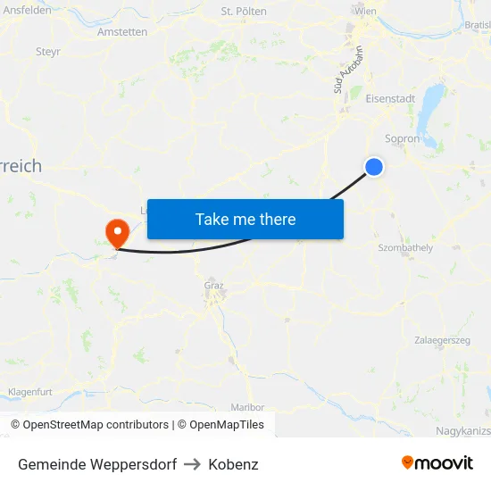 Gemeinde Weppersdorf to Kobenz map