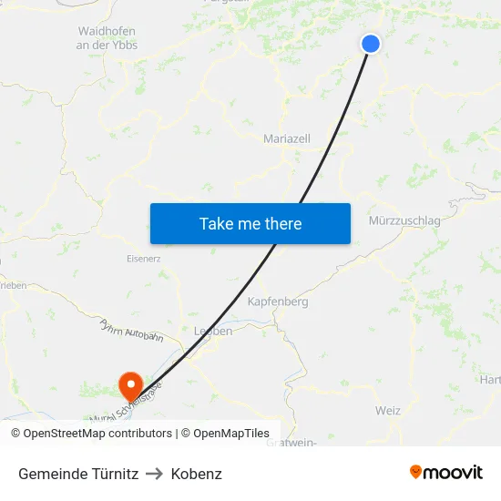 Gemeinde Türnitz to Kobenz map
