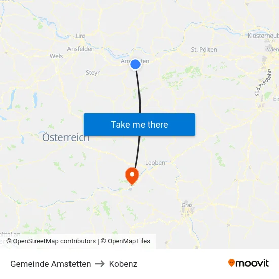 Gemeinde Amstetten to Kobenz map