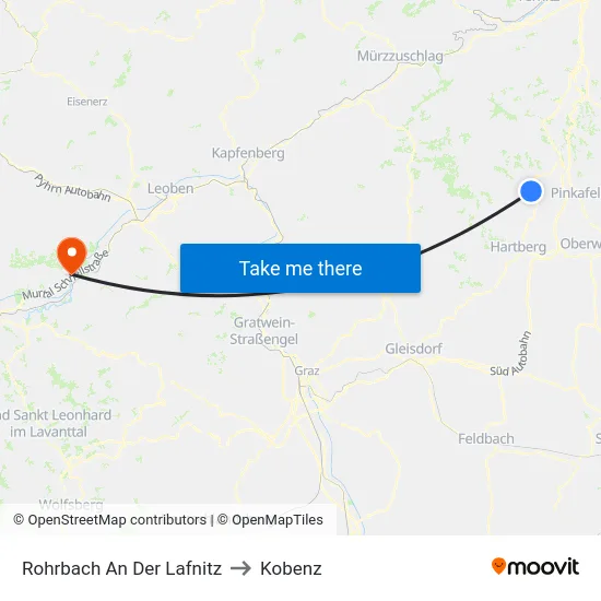 Rohrbach An Der Lafnitz to Kobenz map