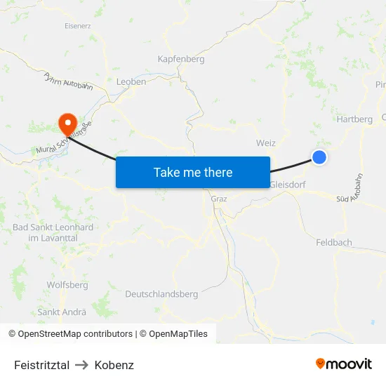 Feistritztal to Kobenz map