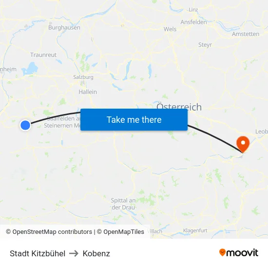 Stadt Kitzbühel to Kobenz map