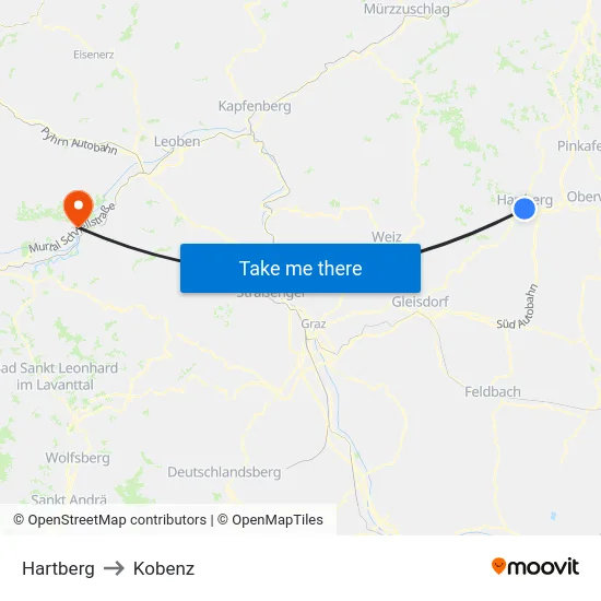 Hartberg to Kobenz map