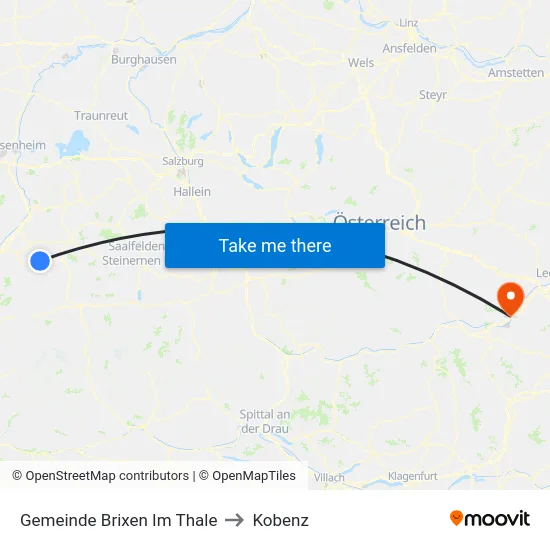 Gemeinde Brixen Im Thale to Kobenz map