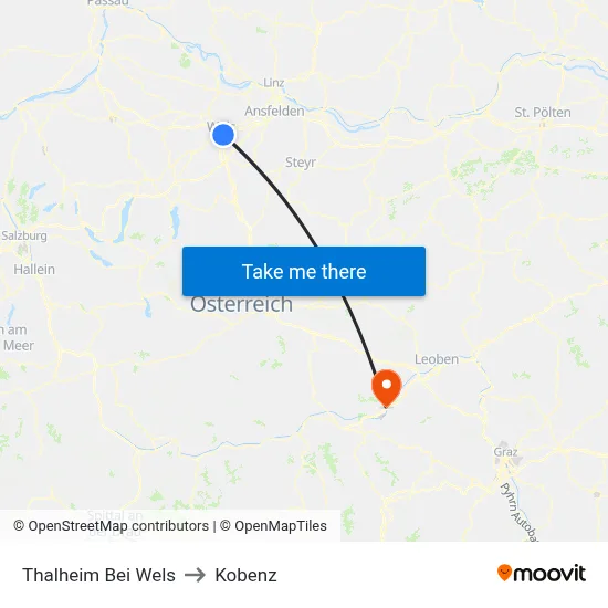 Thalheim Bei Wels to Kobenz map