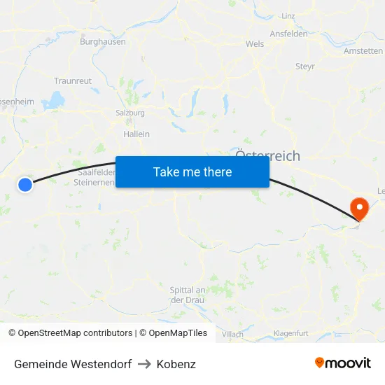 Gemeinde Westendorf to Kobenz map