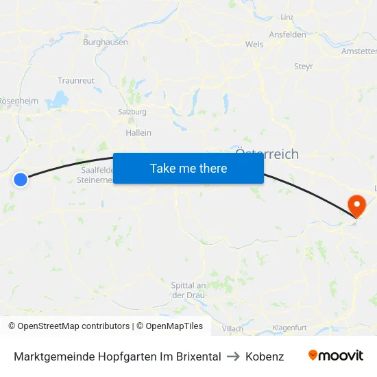 Marktgemeinde Hopfgarten Im Brixental to Kobenz map
