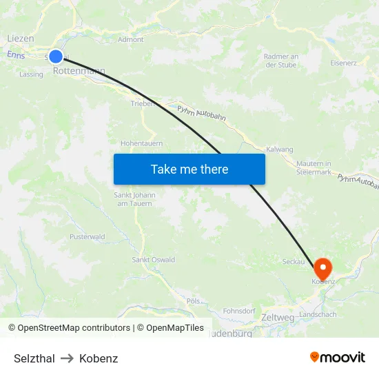 Selzthal to Kobenz map
