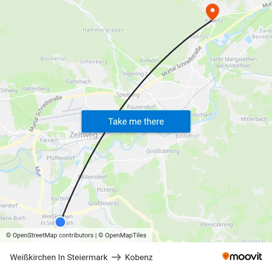 Weißkirchen In Steiermark to Kobenz map