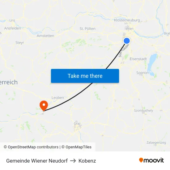 Gemeinde Wiener Neudorf to Kobenz map