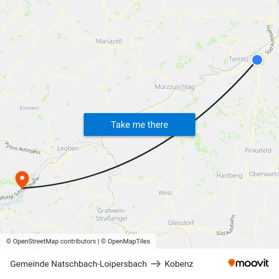 Gemeinde Natschbach-Loipersbach to Kobenz map