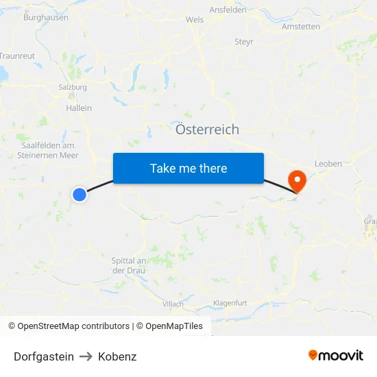 Dorfgastein to Kobenz map