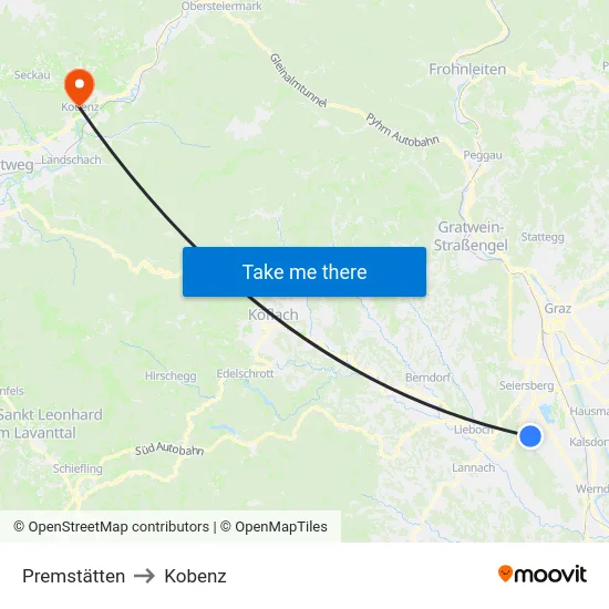 Premstätten to Kobenz map