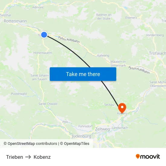 Trieben to Kobenz map