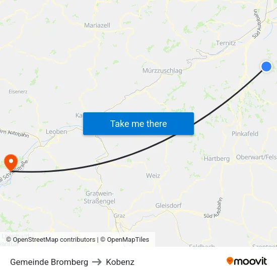 Gemeinde Bromberg to Kobenz map