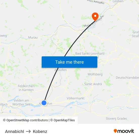 Annabichl to Kobenz map