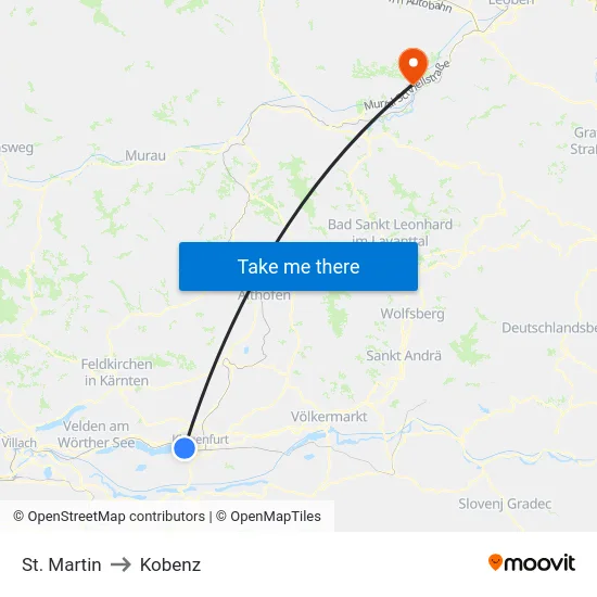 St. Martin to Kobenz map