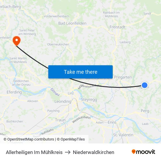 Allerheiligen Im Mühlkreis to Niederwaldkirchen map