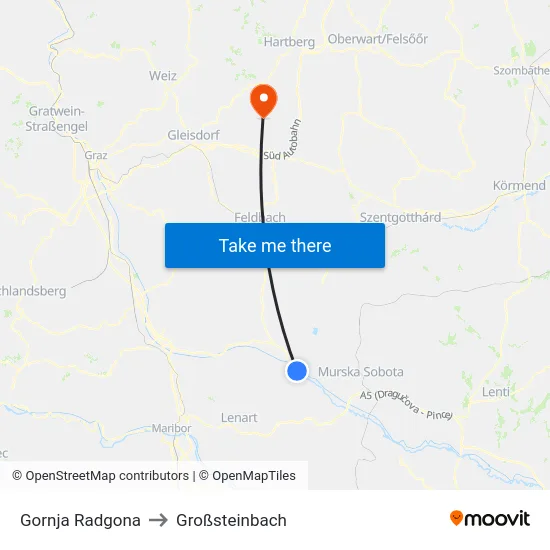 Gornja Radgona to Großsteinbach map