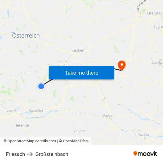 Friesach to Großsteinbach map