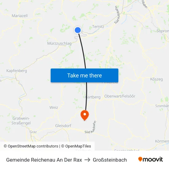 Gemeinde Reichenau An Der Rax to Großsteinbach map